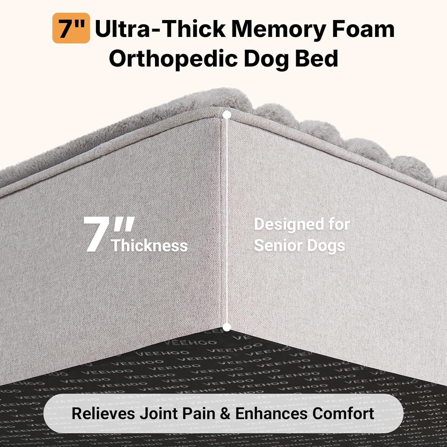 Veehoo Orthopedic Dog Bed for Large Senior Dogs